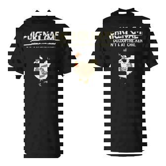 Chicken Game Ltd Divertido Diseño De Pollo Con Texto En Inglés Don't Look Niños Negro Manga De Doble Puntada Camiseta unisex - Regaloses