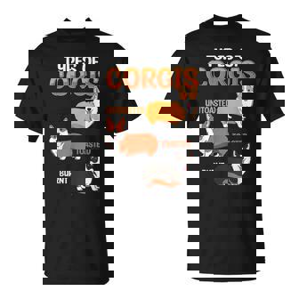 Corgi Types Untoasted Toasted Burnt Cute Puppy Corgis T-Shirt | Mazezy