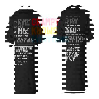 Grampy Knows Everything Father's Day For Grandpa T-Shirt | Mazezy