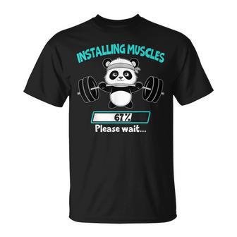 Installing Muscle Panda Weight Lifting Barbell Fitness T-Shirt - Geschenkecke