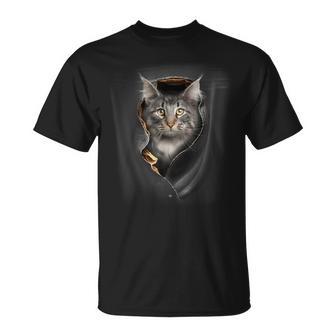 Pocket With Maine Coon Cat Motif T-Shirt - Geschenkecke