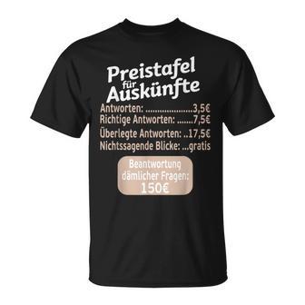 Sayings Cheeky Price Chart For Information Work T-Shirt - Geschenkecke