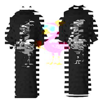 Ski Flamingo With Beer Apres Ski Comic T-Shirt - Geschenkecke