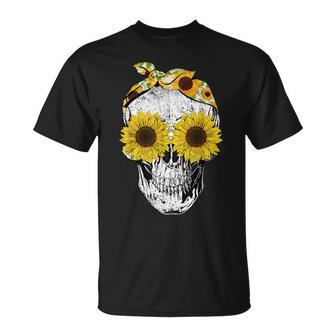 Skull Sunflower Skeleton Bandana Sunflower Skull T-Shirt - Geschenkecke