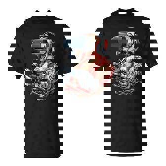 Gamer Flamingo Headset Gaming Bird Video Game Player T-Shirt - Monsterry