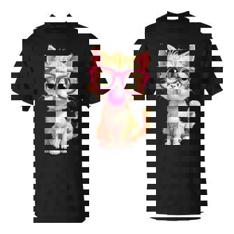Gato Con Gafas Y Goma De Mascar Niñas Gatito Lindo Y Divertido Camiseta unisex - Regaloses