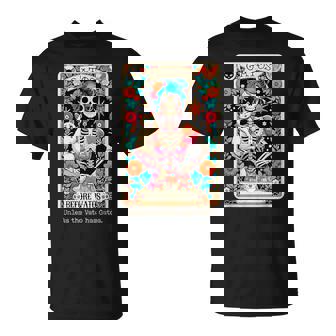 Gatos Before Vatos Tarot Card Skeleton Cat Mexican Fiesta T-Shirt - Monsterry