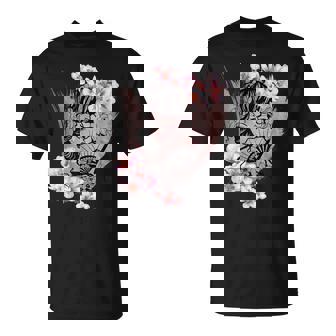 Geisha Japonaise Avec Fleur De Cerisier Japonaise Cadeau Kawaii T-Shirt - Cadeauxyz