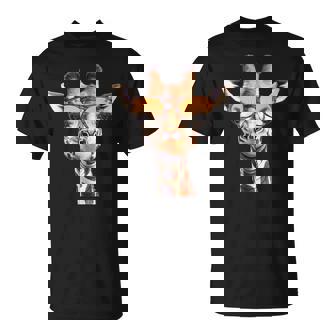 Giraffe With Glasses Graphic For Zoo Animal Lovers Apparel T-Shirt - Monsterry