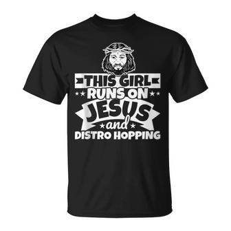 Girl Runs On Jesus And Distro Hopping Tank Top T-Shirt - Monsterry