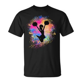 Girls' Rainbow Cheerleader Silhouette Female Cheerleader T-Shirt - Geschenkecke