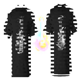 Gitarristen Musiker Gittare Wasserfarben Bunte E-Gitarren T-Shirt - Geschenkecke
