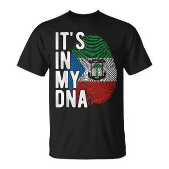 Gracioso Está En Mi Adn Bandera De Guinea Ecuatorial Huella Dactilar Camiseta unisex - Regaloses