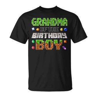 Grandma Of The Birthday Boy Game Pixel Number Birthday Party T-Shirt - Thegiftio UK