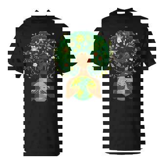 Green Black Afro Mother Earth Day Gaia Save Our Planet Earth T-Shirt - Thegiftio UK