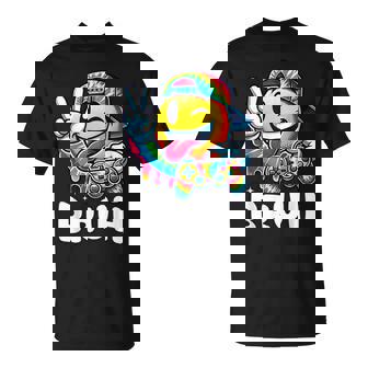 Groovy Tie Dye Gaming Bruh Boys Smile Peace Sign Gamer T-Shirt - Monsterry