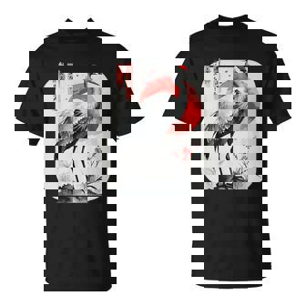 Grulla De Arte Tradicional Japonés Y Atardecer Rojo Japonés Kanji Camiseta unisex - Regaloses