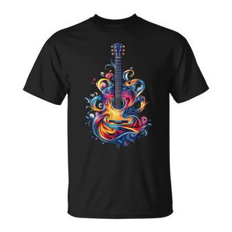 Guitar Player Watercolour Splash Guitar T-Shirt - Geschenkecke