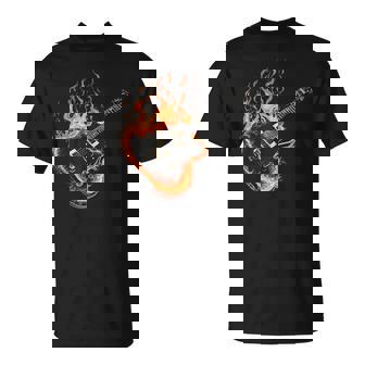 Guitarras Dibujo Guitarrista Ardiente Guitarra Guitarra Eléctrica Camiseta unisex - Regaloses