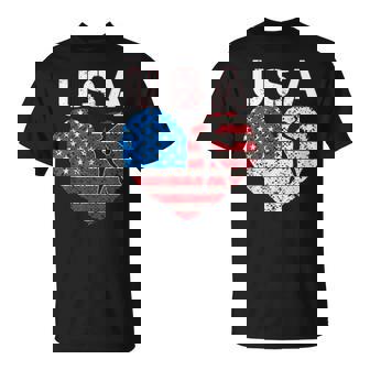 Gymnastics USA Team American Flag Heart US Gymnast Men Women T-Shirt - Monsterry