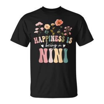 Happiness Is Being A Nini Floral Nini Mother's Day T-Shirt - Thegiftio UK