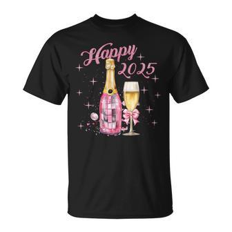 Happy 2025 Happy New Year New Year Sparkling Wine Party T-Shirt - Geschenkecke