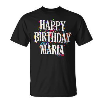 Happy Birthday Maria First Name Girls Colorful Bday Cuello Camiseta unisex - Regaloses