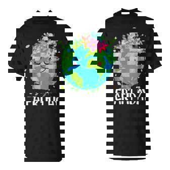 Happy Earth Day Cute Earth With Floral Earth Day 2025 T-Shirt - Thegiftio UK