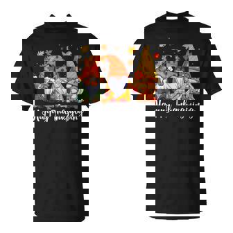 Happy Thanksgiving Three Gnomes Autumn Fall Pumpkin Spice T-Shirt - Monsterry