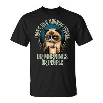 I Hate Morning People And Mornings And People Coffee Cat T-Shirt - Geschenkecke