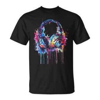 Headphones Music Dj Beatmaker Techno Splash House Music Edm T-Shirt - Geschenkecke