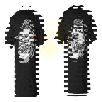 Hedgehog Eating Ramen Japanese Noodles Soup T-Shirt | Seseable UK