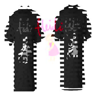 Heidi Avec Chèvre Mignonne Avec Logo Rose Dessin Animé T-Shirt - Cadeauxyz