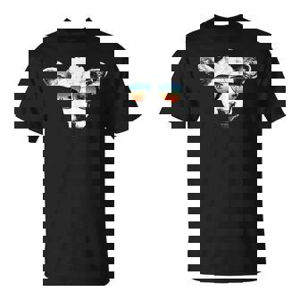 HEREFORD COW Shirts With Glasses Sunglasses Retro Style T-Shirt - Monsterry