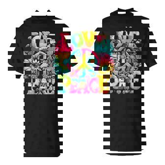 Hippie Peace Sign Love Tie Dye Hippie T-Shirt - Thegiftio