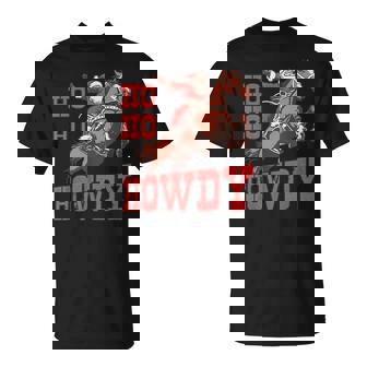 Ho Ho Howdy Santa Riding Horse Western Rodeo Christmas T-Shirt - Monsterry