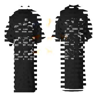 Horse Breeds Equestrian Horse Rider Racer Horseback Riding T-Shirt - Monsterry