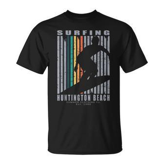 Huntington Beach Surfing Beach Beach Retro Surfacances D'été T-Shirt - Cadeauxyz