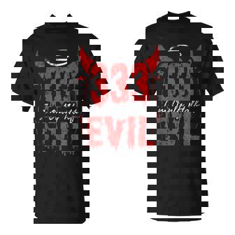 I'm Only Half Evil 333 Devil Halloween T-Shirt - Monsterry