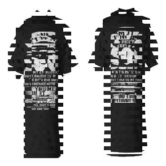 I'm Not A Perfect Son But My Crazy Mom Loves Me On Back T-Shirt - Monsterry