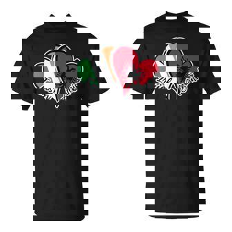 Ireland Albania Flag Heart Half Irish Half Albanian Roots T-Shirt - Monsterry