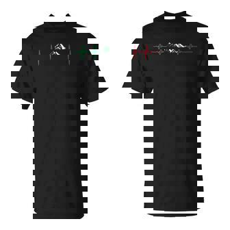 Italian Flag Heartbeat Mountaineering Alpinist Climbing T-Shirt - Monsterry