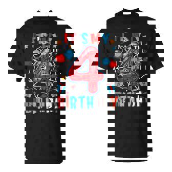 It's My 4Th Birthday Spider Theme Party Boy Birthday T-Shirt - Thegiftio