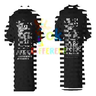 Its Ok To Be Different Autism Awareness Giraffe Autistic T-Shirt - Thegiftio UK