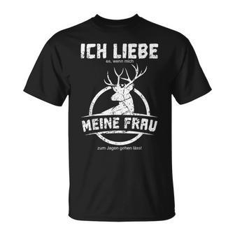 Jäger Ich Liebe Es Wenn Mich Meine Frau Zum Jagen Lässt Hagd German L T-Shirt - Geschenkecke