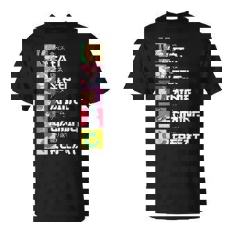 Japan Boba Manga Kawaii Cool Gamer Japanese Eat Sleep Anime Gaming Repeat -Youth Black Small Anime T-Shirt - Monsterry