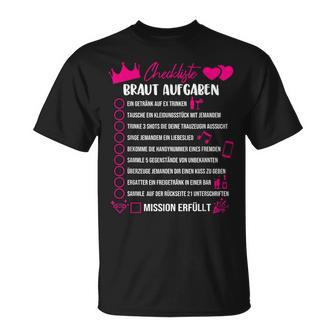 Jga Aufgaben Mutprobe Braut Junggesellinnenabschied T-Shirt - Geschenkecke