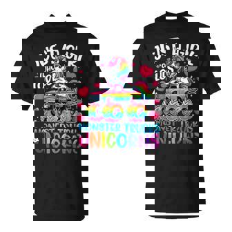 Just A Girl Who Loves Monster Trucks And Unicorns T-Shirt - Monsterry