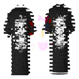Kawaii Neko Anime Cat Boba Drink Bubble Tea Tapioca T-Shirt - Monsterry