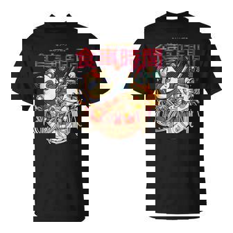 Kawaii Panda Bear And Cat Neko Bowl Of Ramen Japanese Style Tank Top T-Shirt - Monsterry